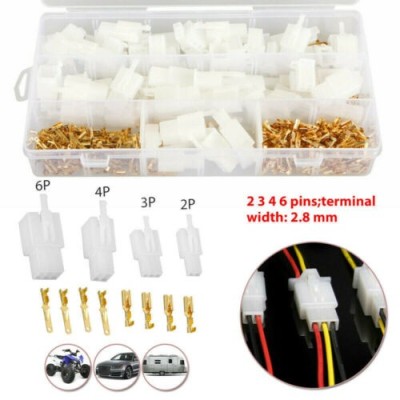 Kit de 480 Conectores Automotrices de 2,8 mm, kit de conectores de cables eléctricos de 2, 3, 4 y 6 pines