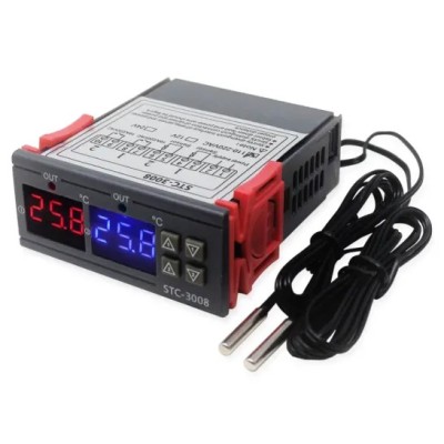 STC-3008 DC24V Controlador de temperatura ajustable de doble pantalla