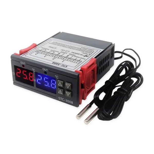 STC-3008 DC24V Controlador de temperatura ajustable de doble pantalla