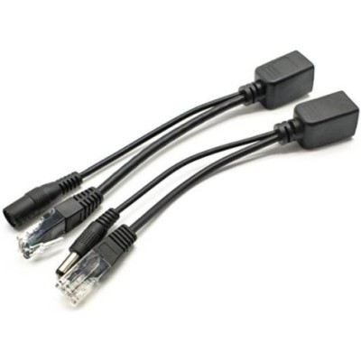 1 par de cables adaptadores divisores POE de inyector RJ45 de 12 V negros DC5.5*2.1 Nota: El pr