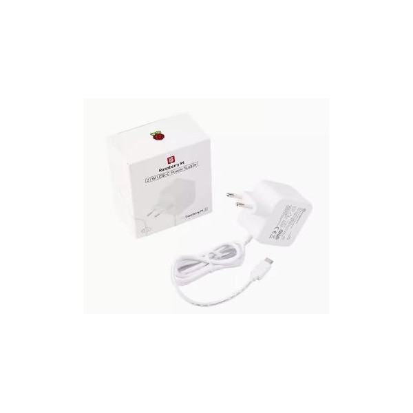 Raspberry Pi 5 original, oficial, 27 W, 5,1 V, 5 A, tipo C, blanco, enchufe UE