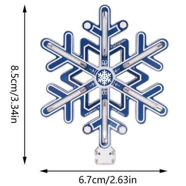 Kit de bricolaje para decoración navideña con lámpara de copo de nieve azul tipo C (solo PCB)