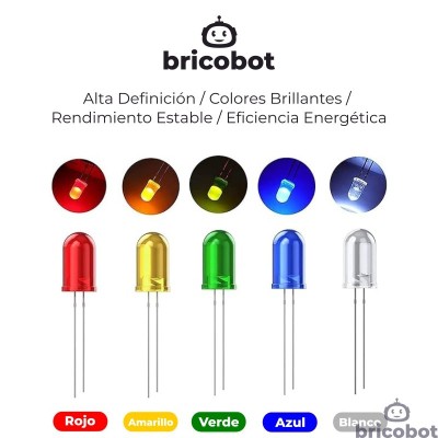 Juego de 100 diodos LED 3mm - Rojo / Verde / Azul / Amarillo / Blanco - Bolsa plástica (20pcs x color)